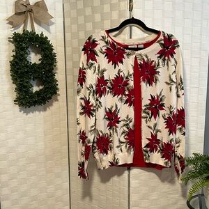 Poinsettia Christmas Cardigan by Talbots